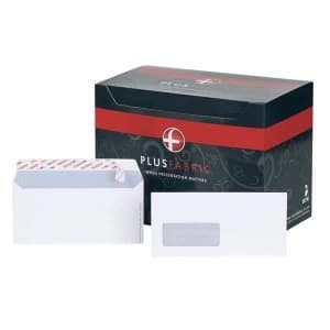 Plus Fabric DL Wallet Envelopes 120gm2 Peel and Seal Window White Pack of 500
