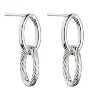Textured Double Link Chain Drop Earrings E6014