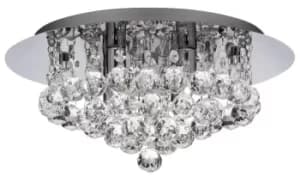 Hanna 4 Light Ceiling Semi Flush Light Chrome with Crystals, G9