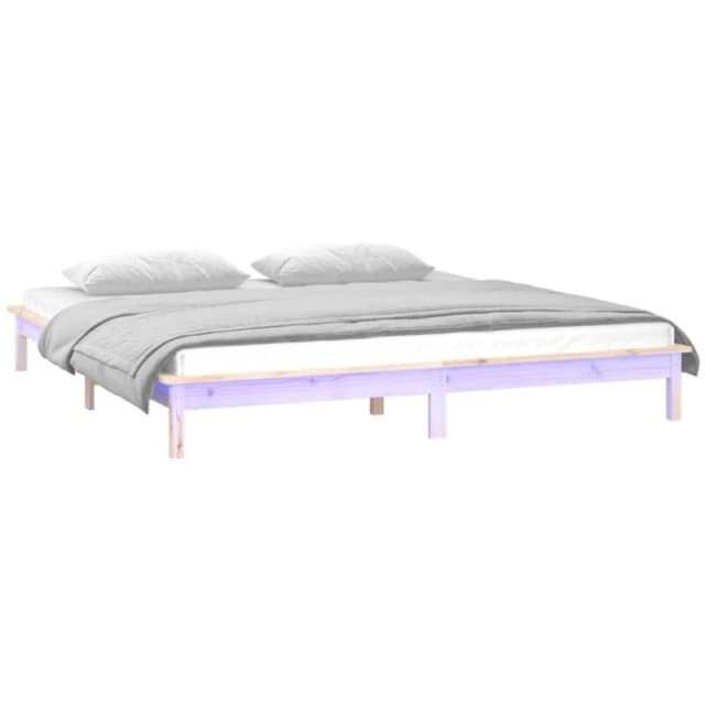 vidaXL LED Bed Frame 140x190cm Solid Wood, Brown 820651