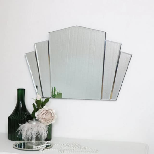 Melody Maison Art Deco Fan Frameless Wall Mirror 40cm X 60cm Clear