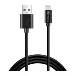 Sandberg Apple Approved Lightning Cable, 1 Metre, Black, 5 Year Warranty