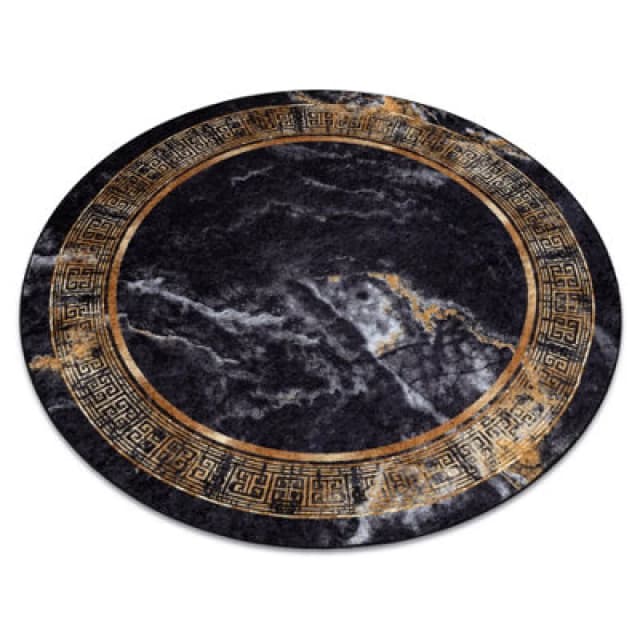 RugsX Miro 51199.806 Circle Washing Carpet Marble, Greek Anti Slip - Black / Circle 80 Cm