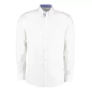 Kustom Kit Mens Contrast Premium Oxford Shirt (2XL) (White/Mid Blue)