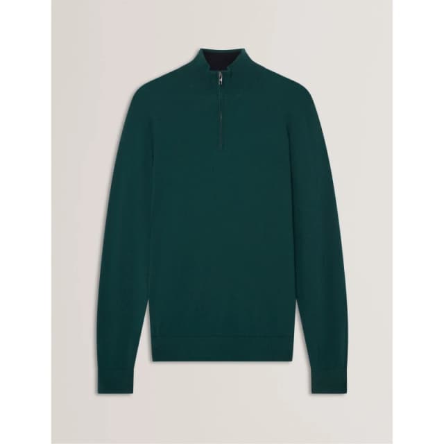 Ted Baker Mens Merino Half Zip Crew Neck Jumper Green male S (2)