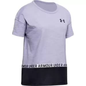 Under Armour Charge Cotton Taped T Shirt Junior Girls - Purple
