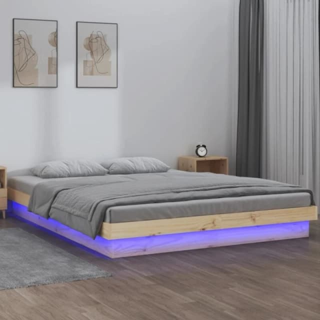VIDAXL LED Bed Frame without Mattress 120x200cm Solid Wood Vidaxl 8720287071556