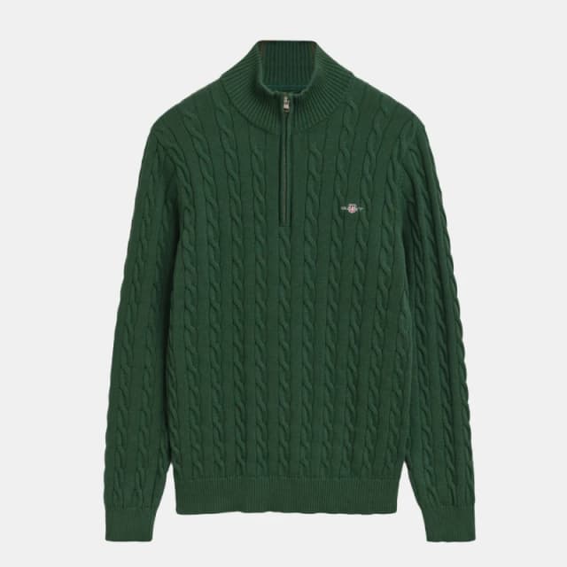 Gant Cotton Cable Half Zip Fleece Green male S
