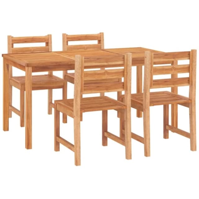 vidaXL 5 Piece Garden Dining Set Solid Wood Teak, Brown 3157187