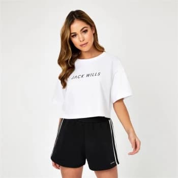 Jack Wills Active Cropped Logo T-Shirt - White