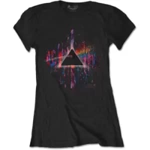 Pink Floyd - Dark Side of the Moon Pink Splatter Ladies XX-Large T-Shirt - Black