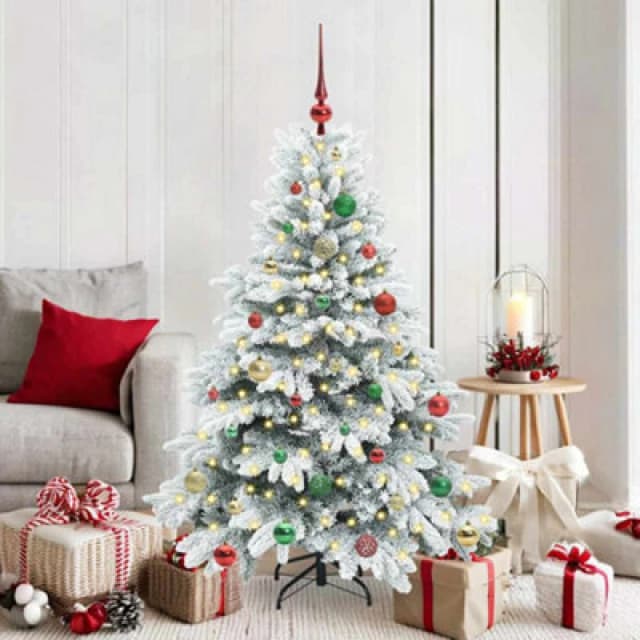 vidaXL Artificial Christmas Tree with 150 LEDs, Multicolour Balls Snow Flocked Green 150cm PE and PVC, Green 3397609