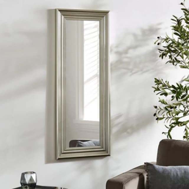 Julian Bowen Tokyo Pewter Dress Mirror, Plastic Frame, Rectangular, Full Length, Freestanding, 115 X 45 X 3.5Cm