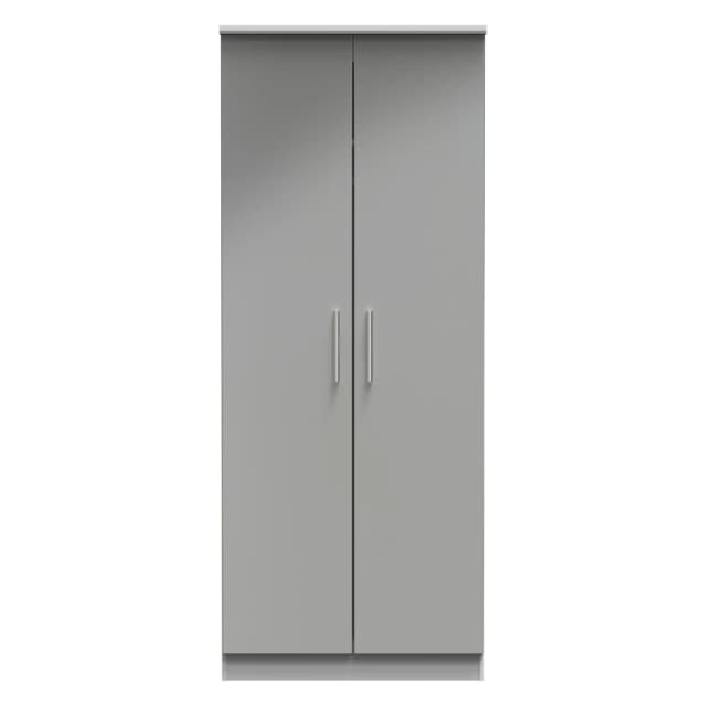 Harrow 2 Door Wardrobe In Grey Gloss (Ready Assembled)
