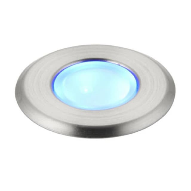 Netlighting Cove Outdoor Coastal Recessed Ground Light Blue IP67 0.8W Marine Grade Brushed Stainless Steel & Frosted Grey