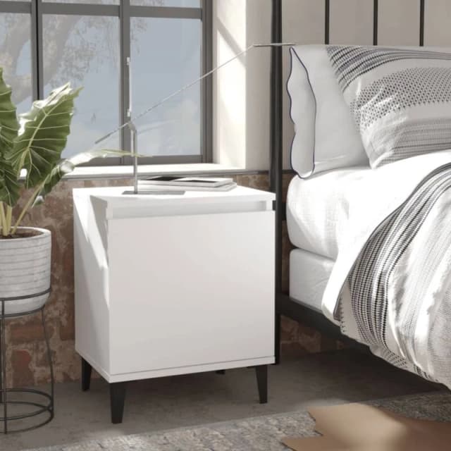 VIDAXL Bed Cabinet with Metal Legs White 40x30x50cm Vidaxl 8720286356425