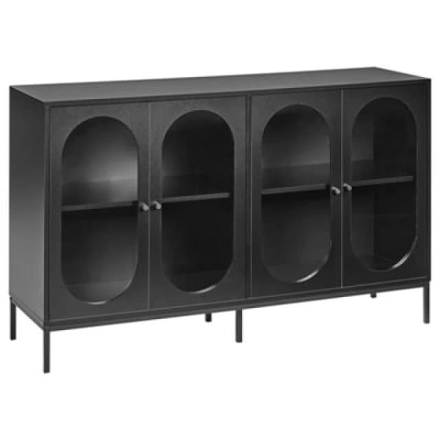 Beliani Glass Display Sideboard Langford 137cm Black