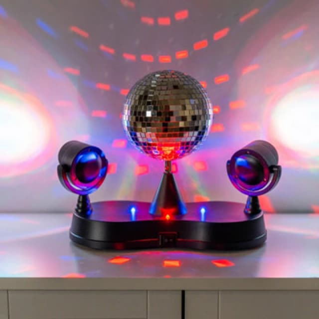 ValueLights Dolly Disco Ball Rotating RGB LED Spotlight Desk Table Lamp Black