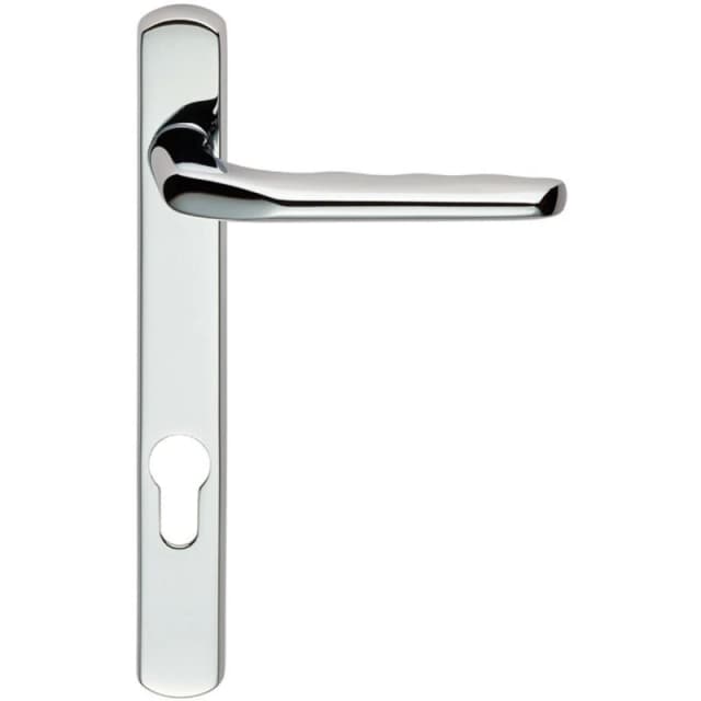 Loops Straight Lever Door Handle on Lock Backplate Polished Chrome 208mm X 26mm Multi