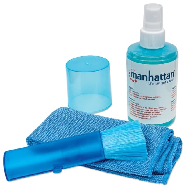 Manhattan Manhattan LCD Cleaning Kit, Alcohol-free, Includes Cleaning Solution (200ml), Brush and Microfibre Cloth, Ideal for use on monitors/laptops/
