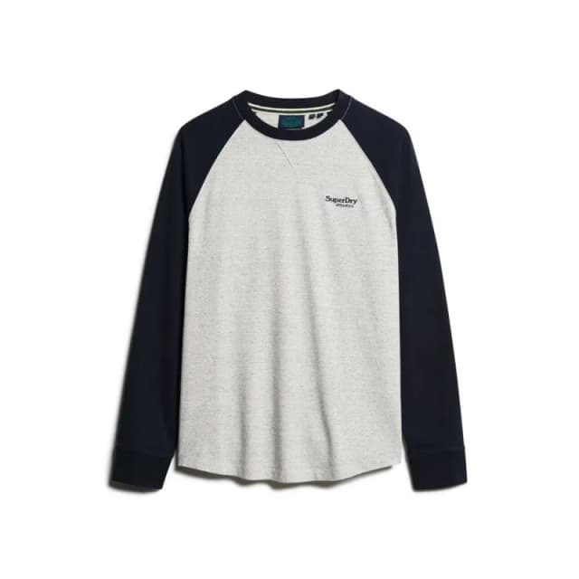 Superdry Essential Logo Baseball T-Shirt Grey Fleck Marl/Eclipse Navy XXL