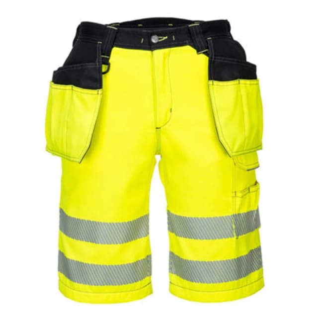 Portwest PW3 Hi Vis Holster Work Shorts PW343YBR32 Colour: Yellow / Black