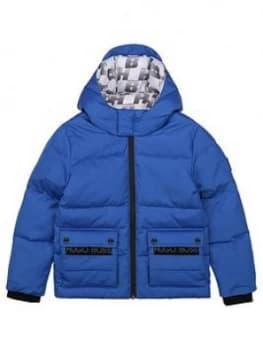 BOSS Boys Padded Hooded Coat - Blue, Royal Blue, Size Age: 14 Years