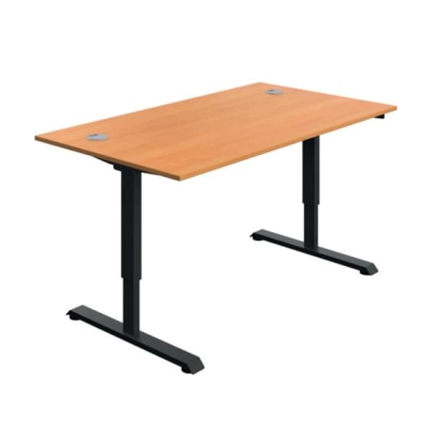Serrion Single Motor Sit/Stand Desk 1400x800x730-1220mm Beech/Black KF800320