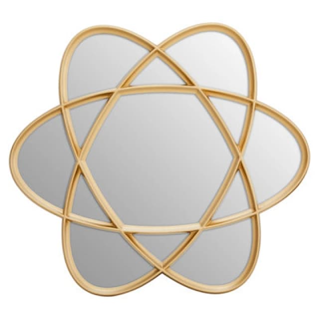 Orsina Contemporary Gold Wall Mirror, Handcrafted Oval Mirror Montage With Looping Design, Stylish Gold Wall Mirror