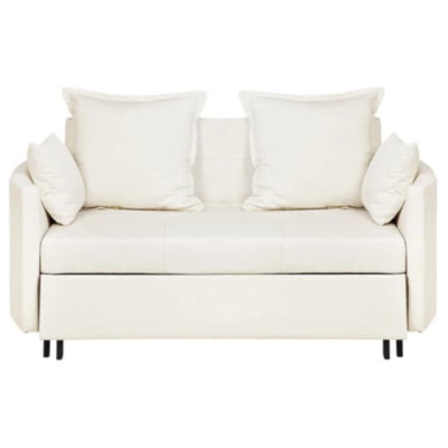 Beliani Sofa Bed 2 Seater Hovin Fabric Light Beige