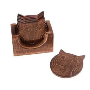 Sass & Belle (Set of 6) Wooden Owl Coasters
