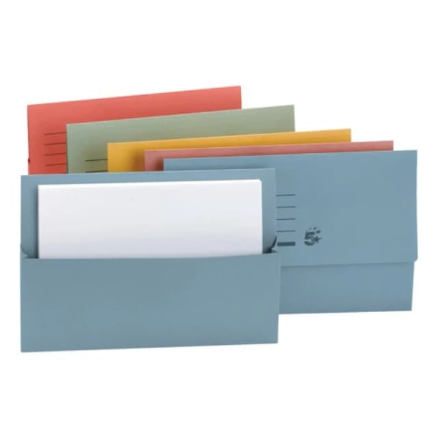 5 Star office 5 Star Office Document Wallet Half Flap 250gsm Recycled Capacity 32mm Foolscap Assorted (Pack of 50) 501785