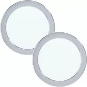 2 PACK Wall / Ceiling Flush Downlight Chrome Steel 10.5W LED 166mm Round