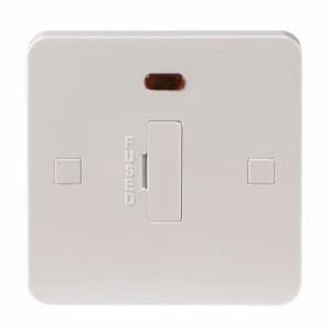 KnightsBridge Pure 9mm 13A White Connection Unit with Neon Fused Electric Wall Plate