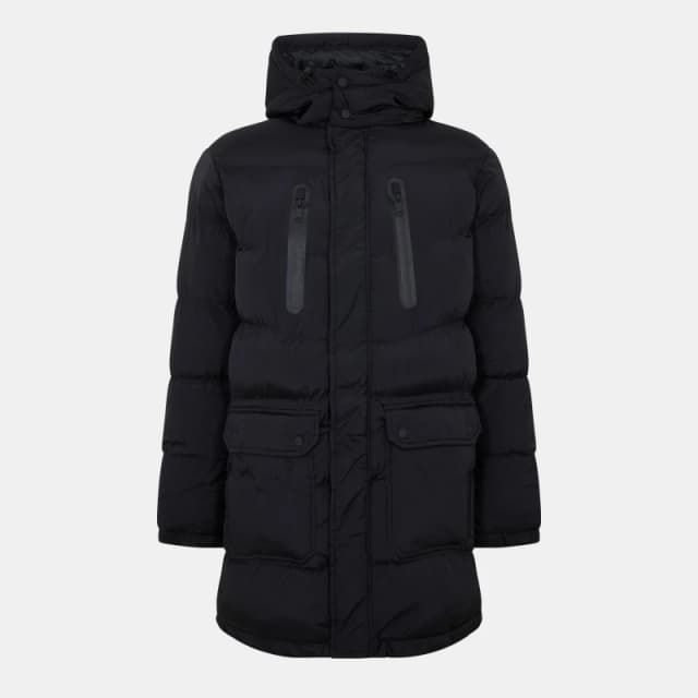 Brave Soul Brave Soul Men Longline Hooded Padded Jacket in Black Size: X-Large Black XL Male 5059534550067