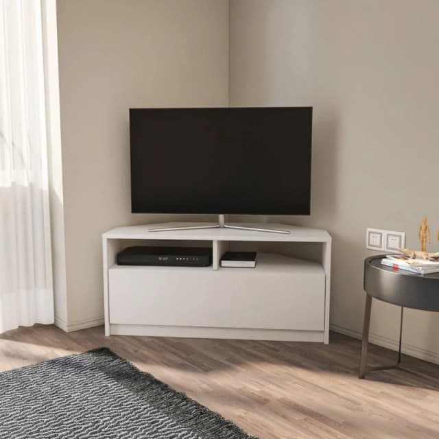 Decorotika Comero 100cm Corner TV Stand for TVs up to 43" in White White Unisex