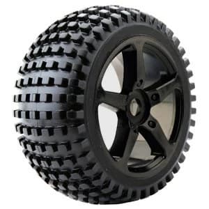 Fastrax 1:8 Truggy Rock Mtd 5-Spoke Bk Chrome 0 Offset(Pr)