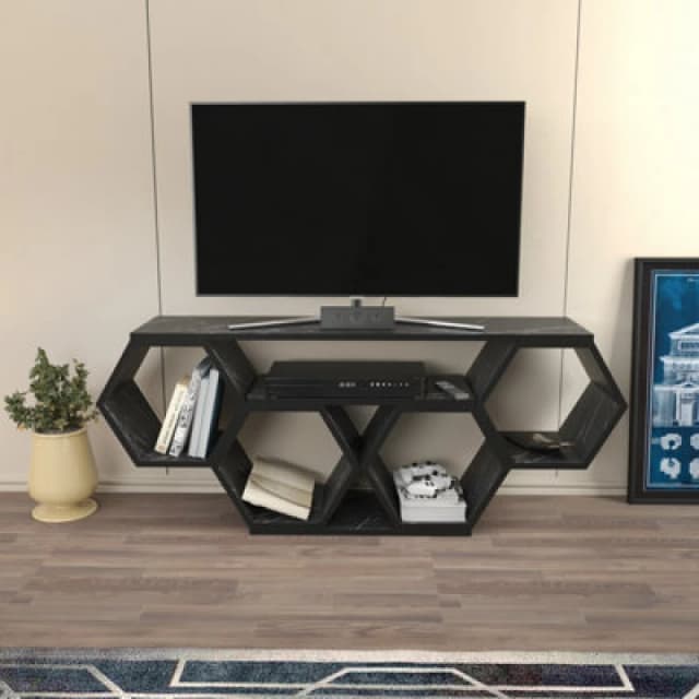 Decorotika Honey TV Stand TV Unit For Tvs Up To 55" Black Marble Effect