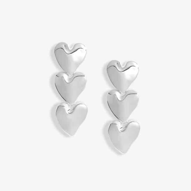 Mood Silver Polished Molten Heart Triple Drop Earrings Silver