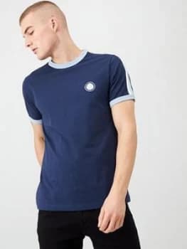 Pretty Green Tilby Striped Sleeve Ringer T-Shirt - Navy