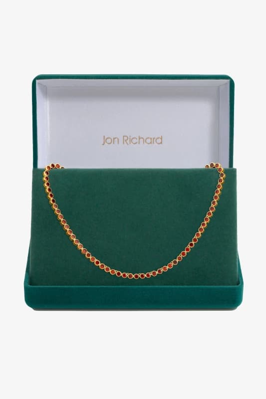 Jon Richard Womens 14K Gold Plated & Red Cubic Zirconia Tennis Necklace - Gift Box Gold Female One Size