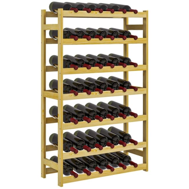 HOMCOM Homcom - Free Standing Wooden Wine Rack 42 Bottles Holders, Natural 5056725534790