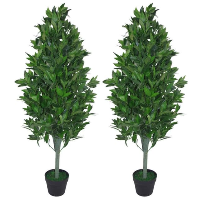Leaf 120cm Leaf Realistic Artificial Bay Cone Pair Laurel Topiary Green