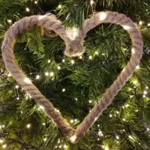 25cm Battery Operated Warm White Pin Wire LED Lit Hanging Christmas Rope Heart