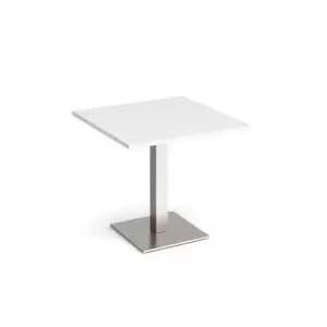 Brescia square dining table with flat square brushed steel base 800mm