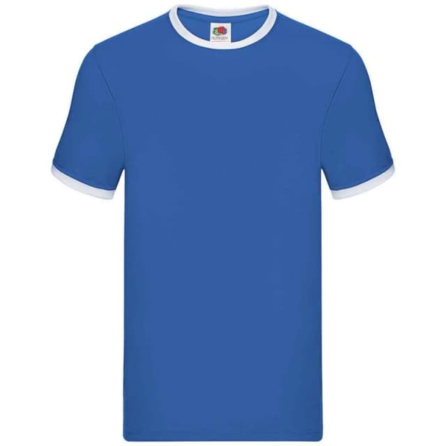 Fruit Of The Loom Fruit of the Loom Men Ringer Contrast T-Shirt in Mid Blue Size: Small Mid Blue S Male 5063470810079