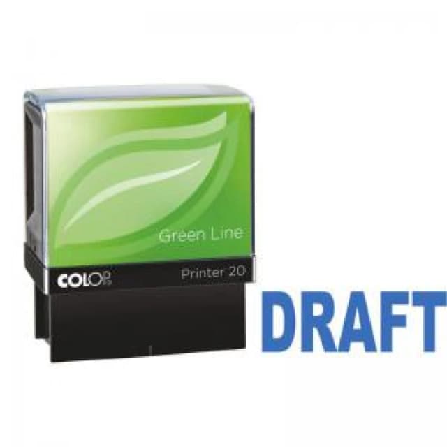 COLOP P20 Green Line DRAFT Word Stamp Blue 37x13mm - 148217 58764CL EXR58764CL