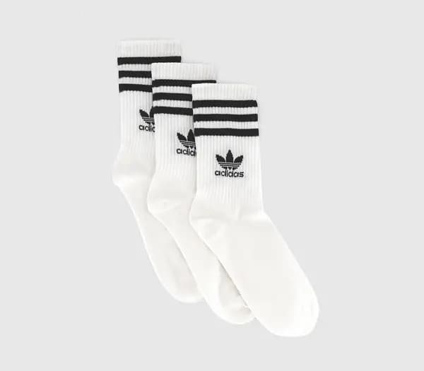 Adidas Mid Cut Crew Sock 3pack White Black, L