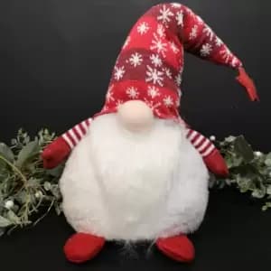 55cm Bearded Sitting Christmas Gonk with Star Tipped Snowflake Hat in Red & White