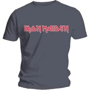 Iron Maiden - Classic Logo Unisex Large T-Shirt - Grey